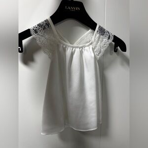 Lanvin baby girl White Lace Trim Top- size 3